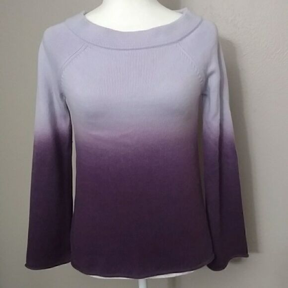Ann Taylor Loft Purple Sweater,  Petites Lavender Ombre Top Bell Sleeve, Size SP - Picture 1 of 7